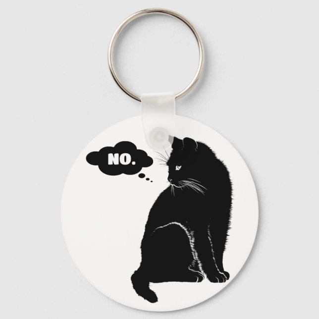 Black Cat Says No - Funny Cat Lover Gift Nyckelring (Framsida)