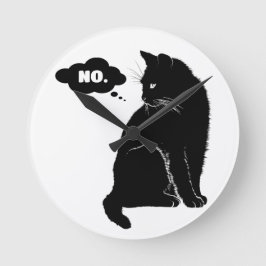 Black Cat Says No - Funny Cat Lover Gift Rund Klocka
