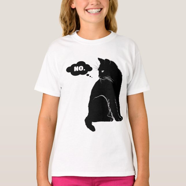 Black Cat Says No – Funny Cat Lover T Shirt (Framsida)