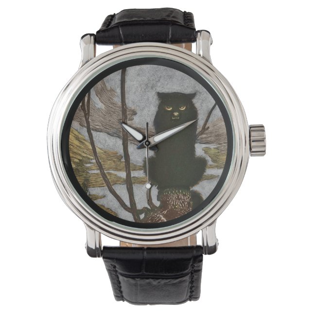 Black Cat Scowls Armbandsur (Framsida)