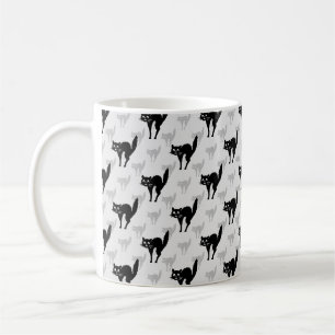 Black Cat Shadow Silhouette Mönster Design Kaffemugg