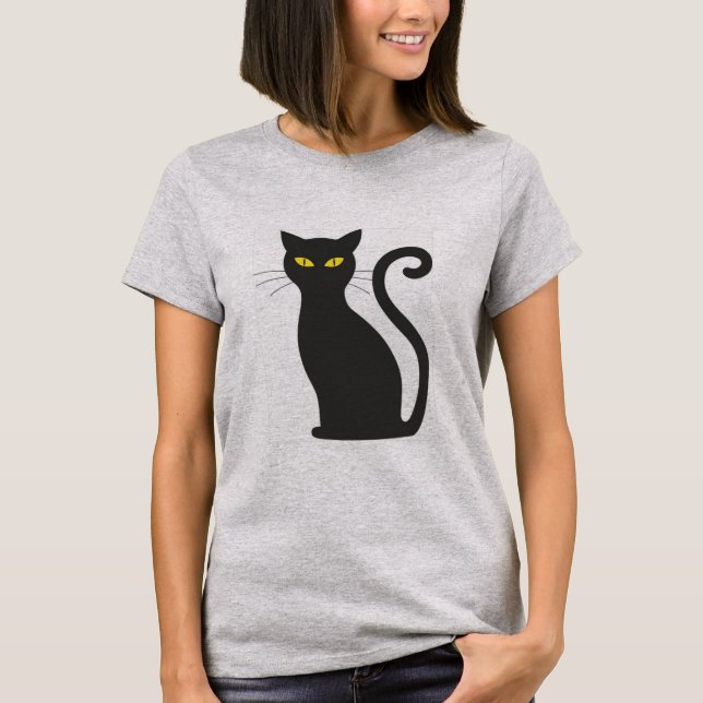 Black Cat Shirt T Shirt (Framsida)