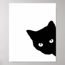 Black Cat Side White Poster
