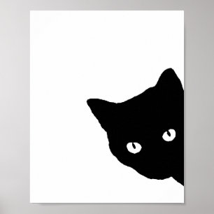 Black Cat Side White Poster