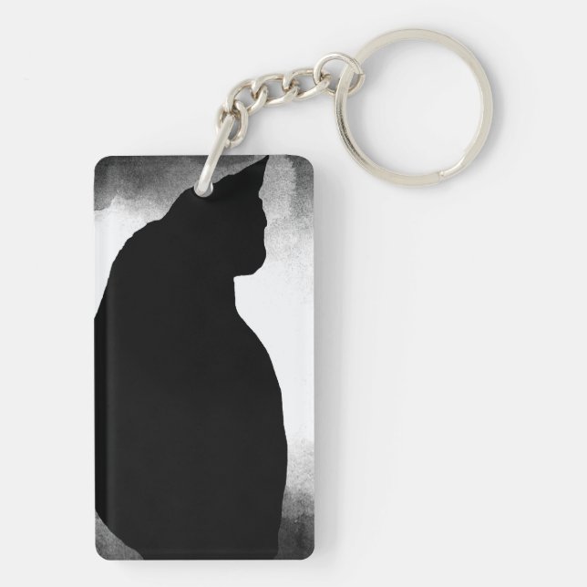Black Cat Silhouette Acrylic Keychain (Baksidan)