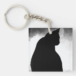 Black Cat Silhouette Acrylic Keychain