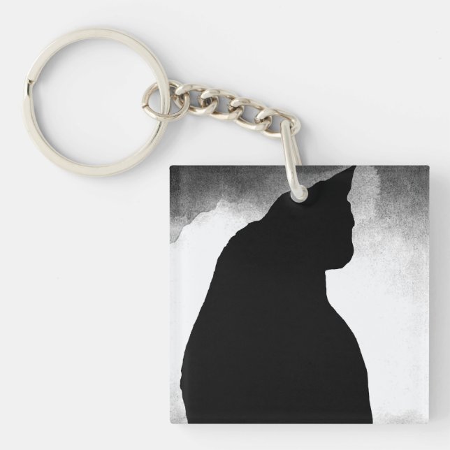 Black Cat Silhouette Acrylic Keychain (Framsidan)