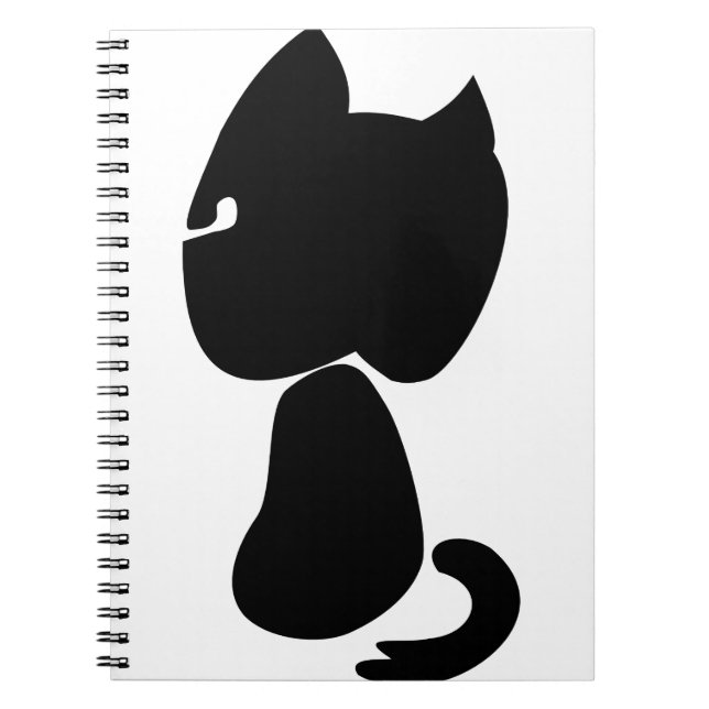 Black Cat Silhouette Animal Mammal Sitta Anteckningsbok (Framsidan)