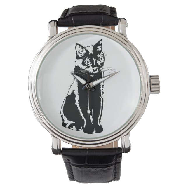 Black Cat Silhouette Armbandsur (Framsida)