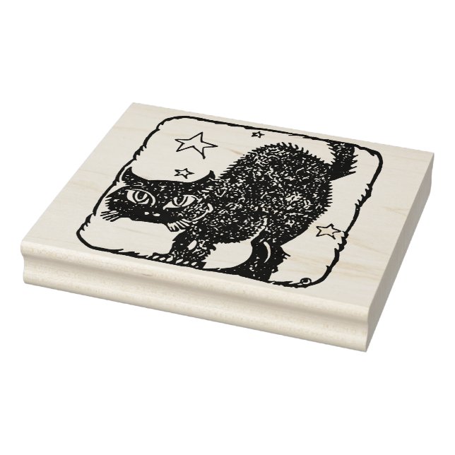 Black cat silhouette art frimärke stämpel (Stämpel)