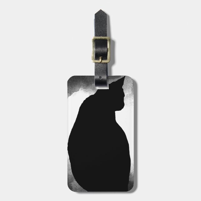 Black Cat Silhouette Bagagebricka (Vertikal Framsida)
