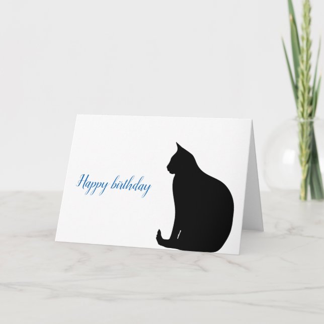 Black Cat Silhouette Birthday Kort (Framsida)