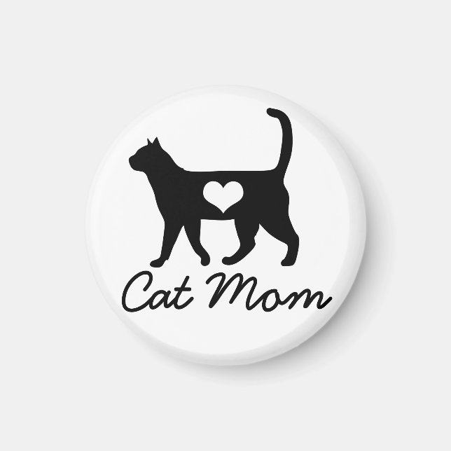 Black Cat Silhouette Cat Mamma Magnet (Framsidan)