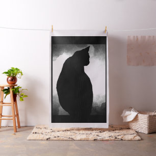 Black Cat Silhouette Fabric Tyg