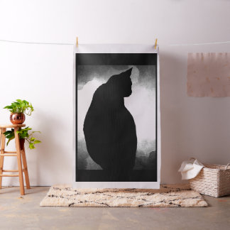 Black Cat Silhouette Fabric Tyg