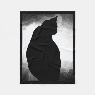Black Cat Silhouette Fleece Blanket