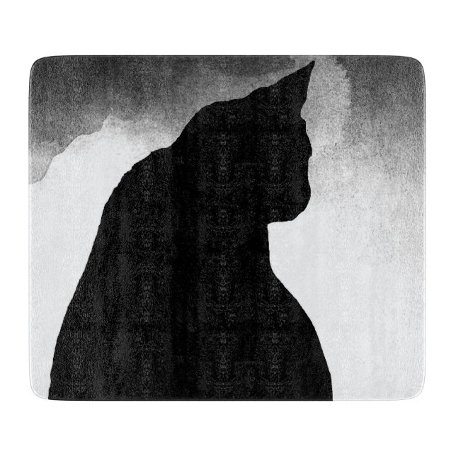 Black Cat Silhouette Glass CEG-skärskivor (Framsidan)