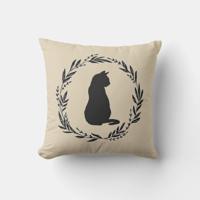 Black Cat Silhouette Halloween Fall Dekorativ kudd Kudde (Framsida)