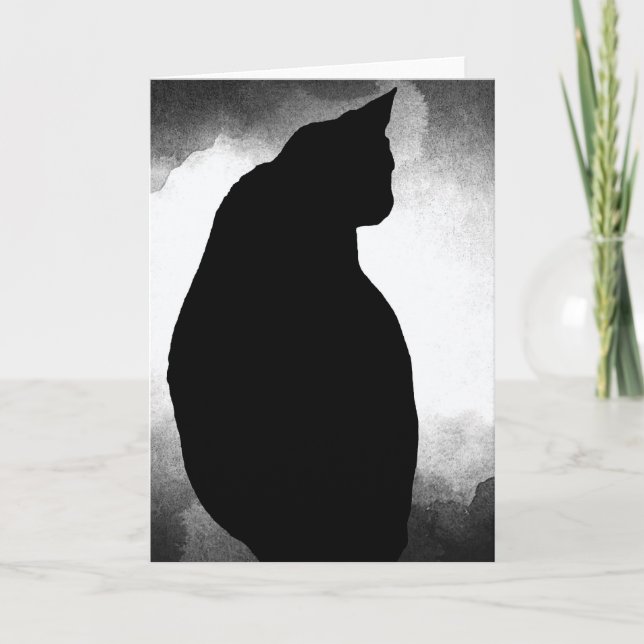 Black Cat Silhouette-hälsningskort (tomt inuti) Kort (Framsida)