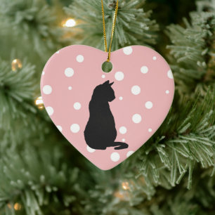 Black Cat Silhouette jul Art Ceramic Ornamen Julgransprydnad Keramik