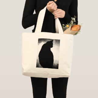 Black Cat Silhouette Jumbo Tote Bag Tygkasse