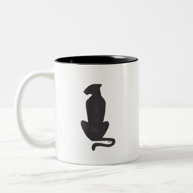 Black Cat Silhouette-kaffe med två ton mugg (Vänster)