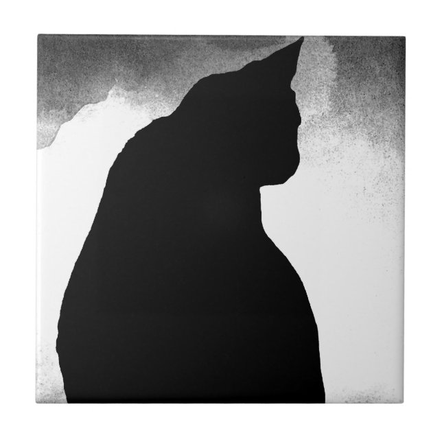 Black Cat Silhouette Kakelplatta (Framsidan)