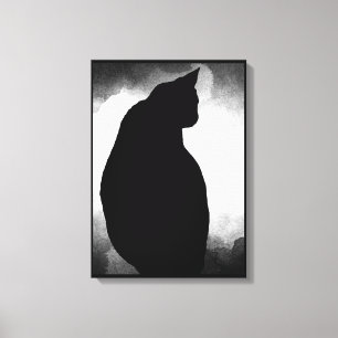 Black Cat Silhouette-Kanvastryck 15 x 21 anpassar Canvastryck