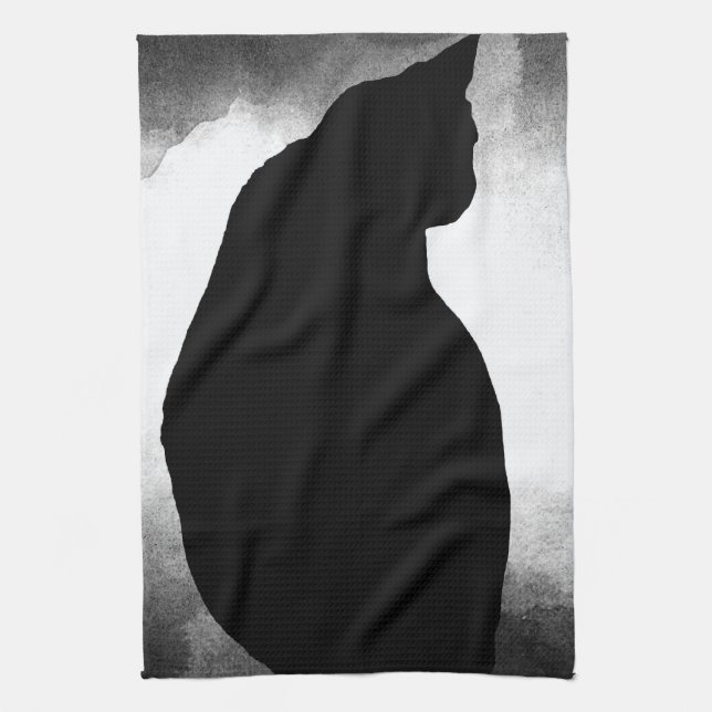 Black Cat Silhouette Kitchen Towel Kökshandduk (Vertikal)