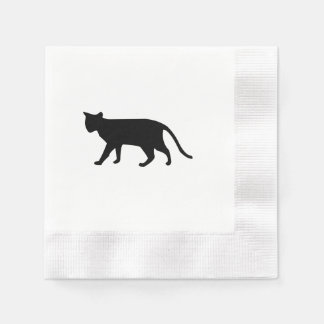 Black Cat Silhouette Kitten Purr Meow Simple Art Pappersservett