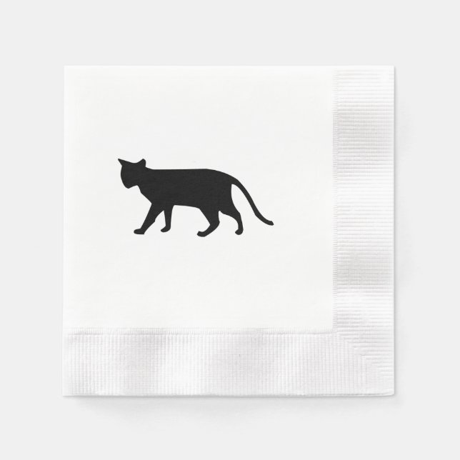 Black Cat Silhouette Kitten Purr Meow Simple Art Pappersservett (Framsidan)