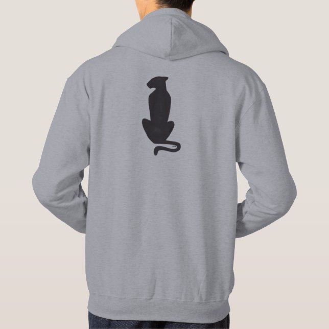 Black Cat Silhouette manar grått -hovad tröja Hoodie (Baksida)