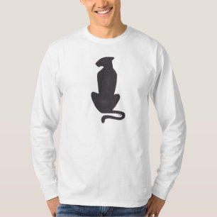 Black Cat Silhouette manar vit långärmad shirt T