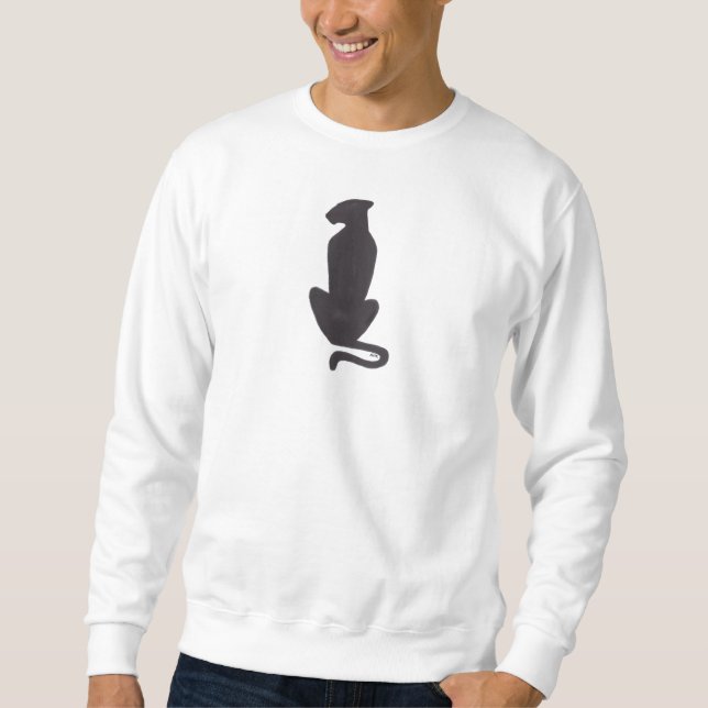 Black Cat Silhouette manar white sweatshirt (Framsida)