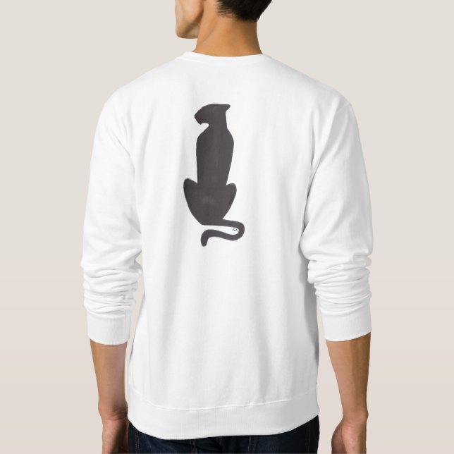 Black Cat Silhouette manar white sweatshirt back (Baksida)