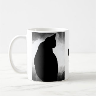 Black Cat Silhouette med Tass Kaffemugg