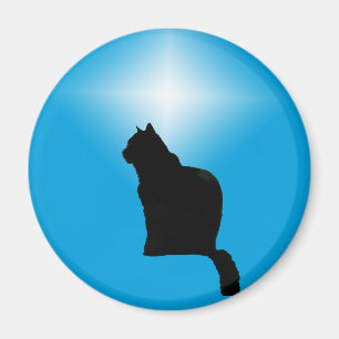 Black Cat Silhouette och Star - magnet