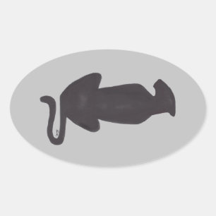 Black Cat Silhouette oval-dekal Ovalt Klistermärke