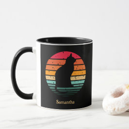 Black Cat Silhouette på Distress Rainbow Mugg