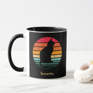 Black Cat Silhouette på Distress Rainbow Mugg