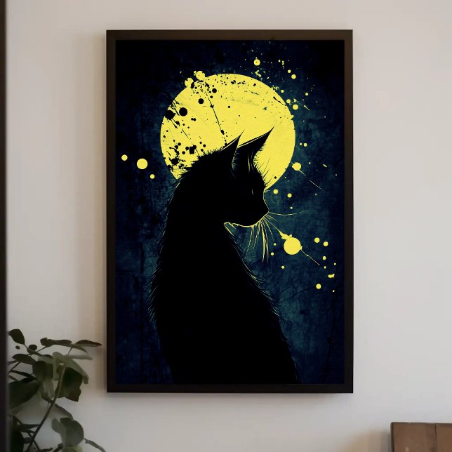 Black Cat Silhouette på Gulten Måne Poster (Skapare uppladdad)