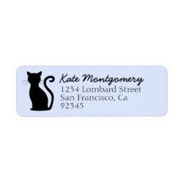 Black Cat Silhouette Pastel Blue Returadress Returadress Etikett