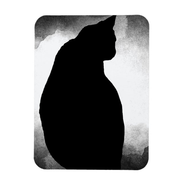 Black Cat Silhouette Photo Magnet (Vertikal)