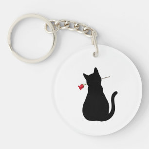 Black Cat Silhouette Röd ros NAMN Roligt Djurälska