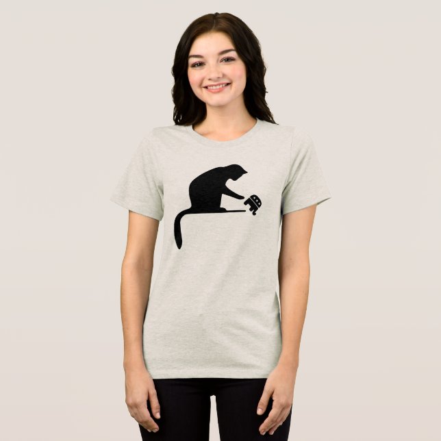 Black Cat Silhouette T Shirt (Framsida Full)