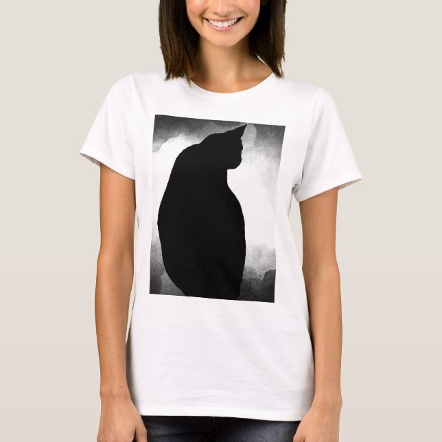 Black Cat Silhouette T-Shirt (Framsida)
