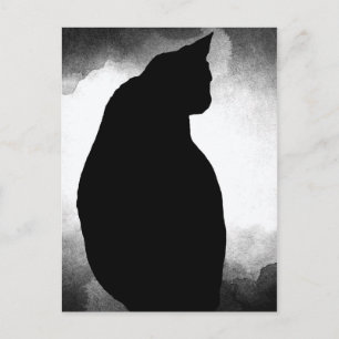 Black Cat Silhouette Vykort