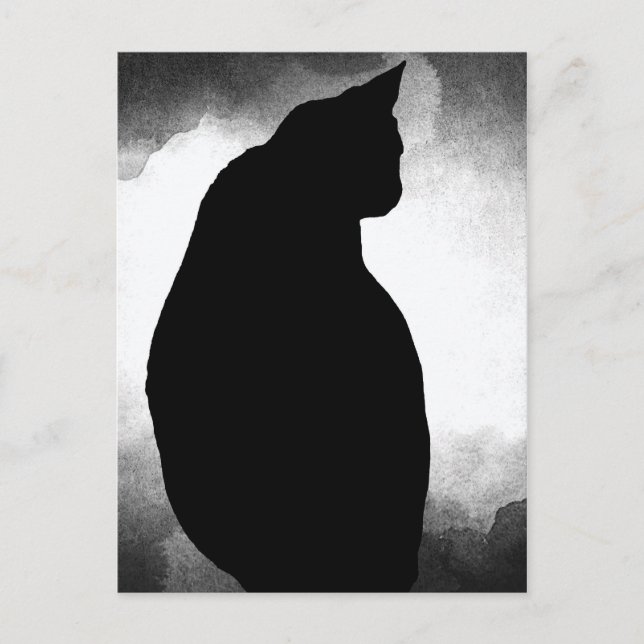 Black Cat Silhouette Vykort (Framsida)