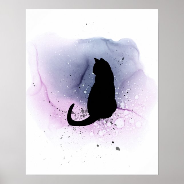 Black Cat Silhouette Wall Décor Poster (Framsidan)