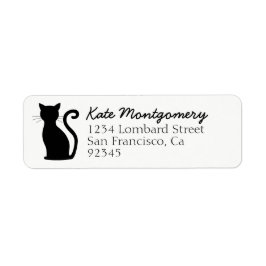 Black Cat Silhouette White Cute Returadress Returadress Etikett